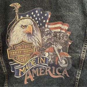 RARE Harley Davidson Denim Jean Jacket Mens XL.